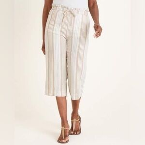 NWT Striped Linen Straight Crop Pants — Chico’s 0.5 (US 4/6)